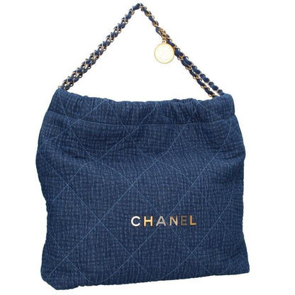 Chanel22 Denim Chain Shoulder Bag Women Medium