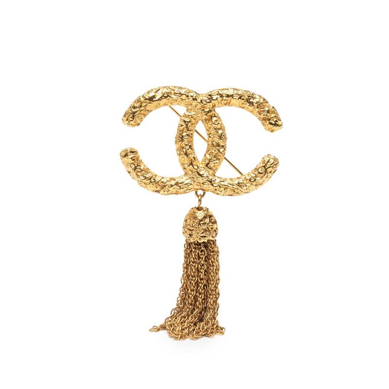 Chanel Vintage Coco Mark Yogan Lava Fringe Gold Plated Ladies Chanel