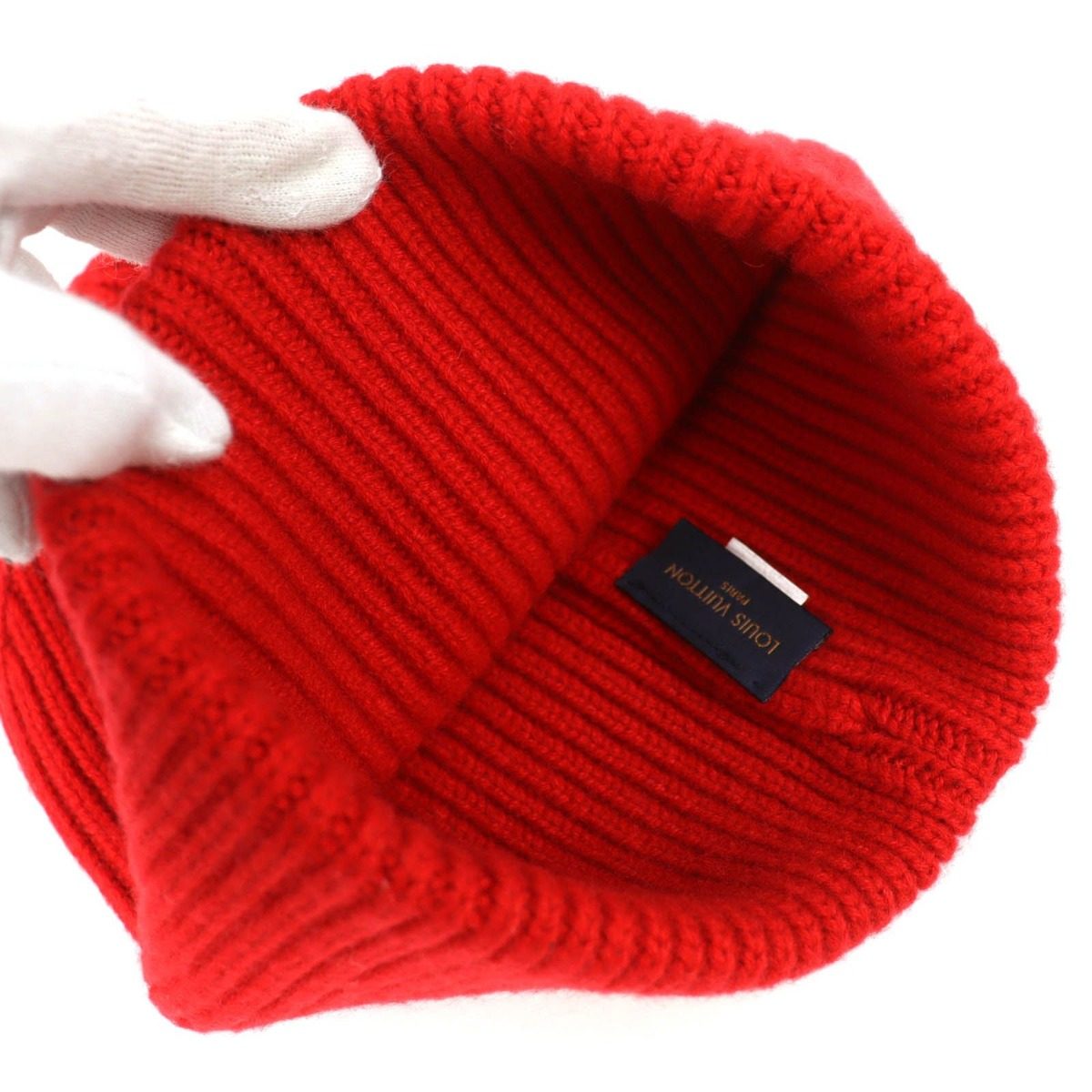 Louis Vuitton Bonnet LV Ahead Cashmere Logo Beanie Knit Cap Red Recommended — view 6