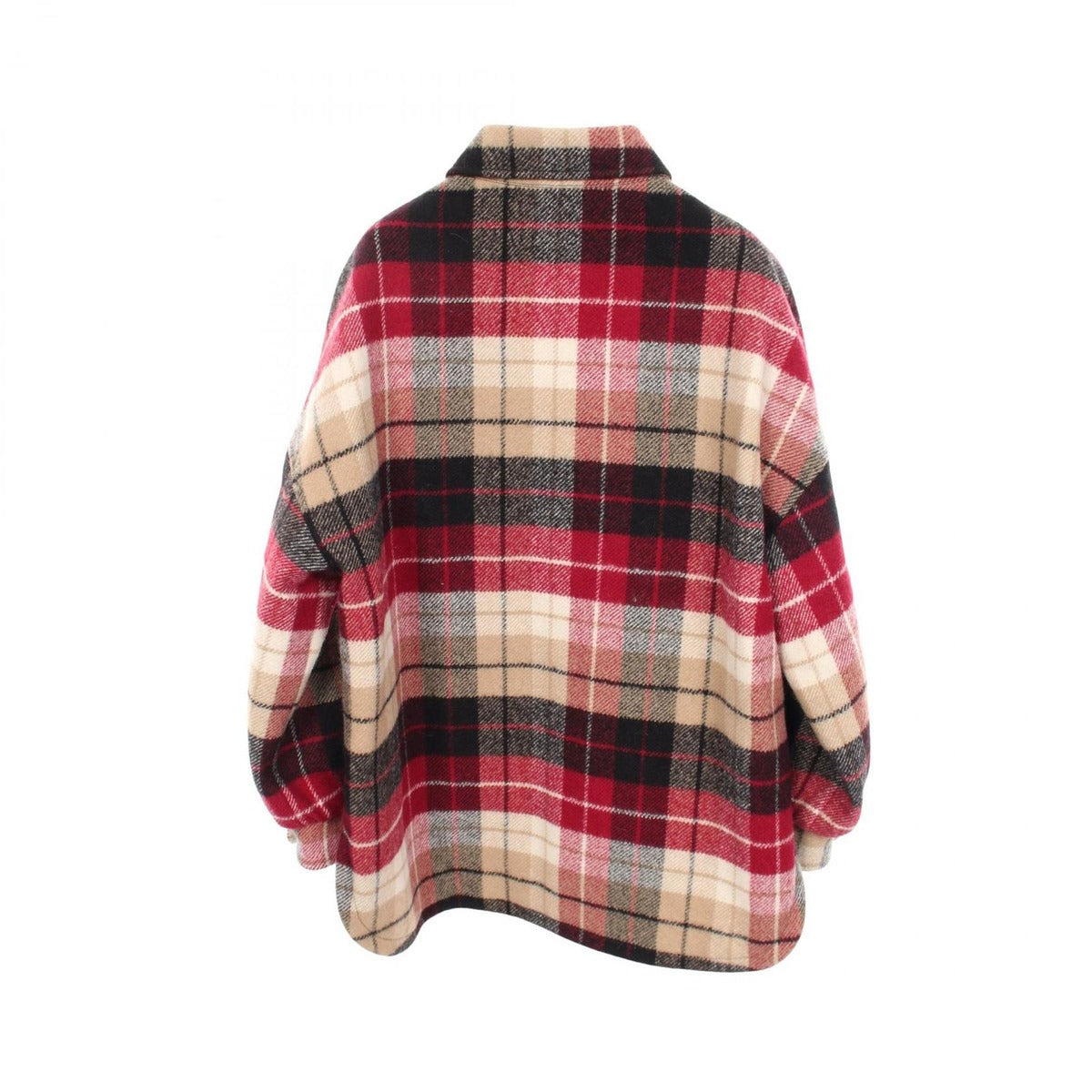 Celine Check Shirt Jacket Wool Beige Red Black — view 2