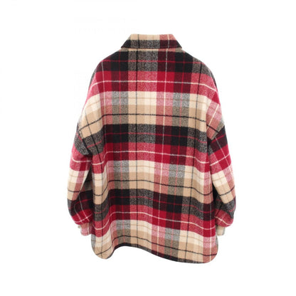 Celine Check Shirt Jacket Wool Beige Red Black — view 2