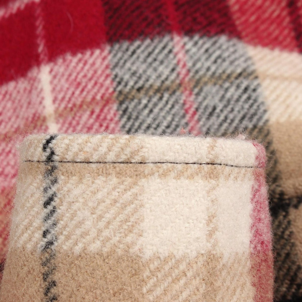 Celine Check Shirt Jacket Wool Beige Red Black — view 6