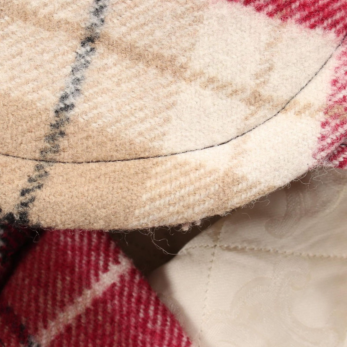 Celine Check Shirt Jacket Wool Beige Red Black — view 8