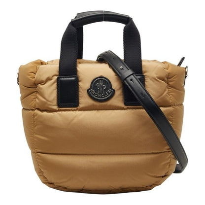 Moncler Mini Caradoc Crossbody Shoulder Bag 2-Way Beige Nylon Leather