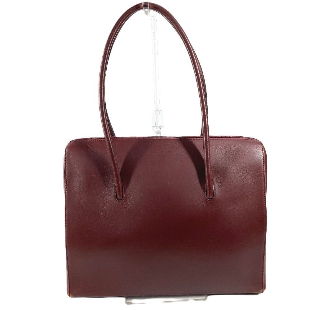 Cartier Shoulder Bag Must Have Line Logo Leather Wine Red