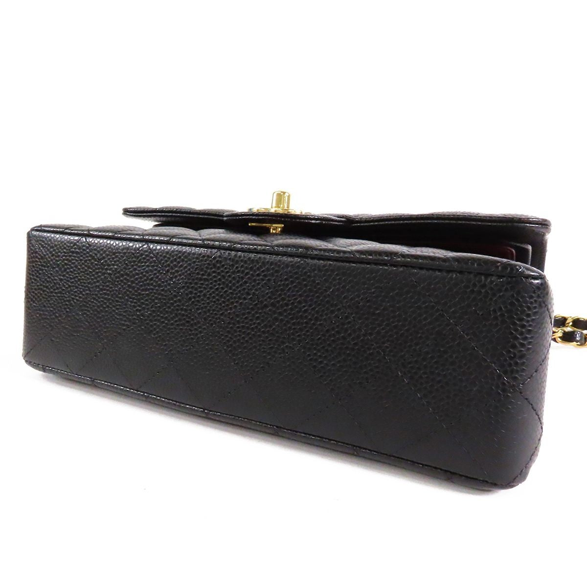 Chanel Classic Black Gold Caviar Leather Quilted 23 Double Flap Chain Shoulder — view 3