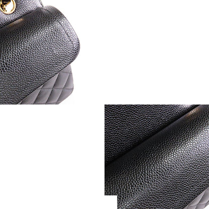 Chanel Classic Black Gold Caviar Leather Quilted 23 Double Flap Chain Shoulder — view 8