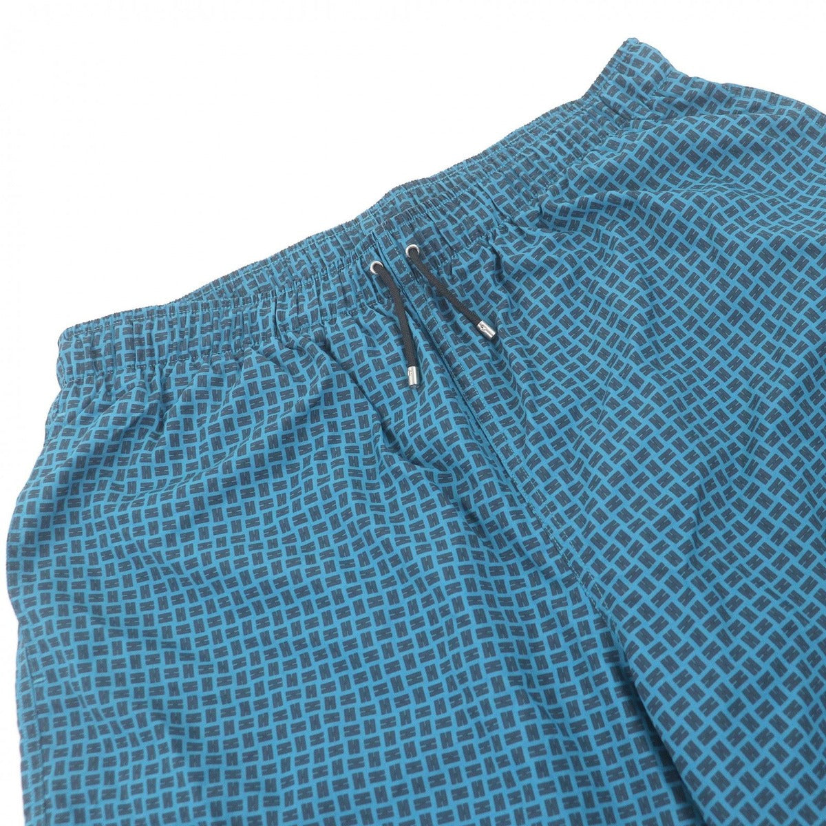 Hermes Logo All Over Pattern Button Swim Pants Shorts Blue — view 3