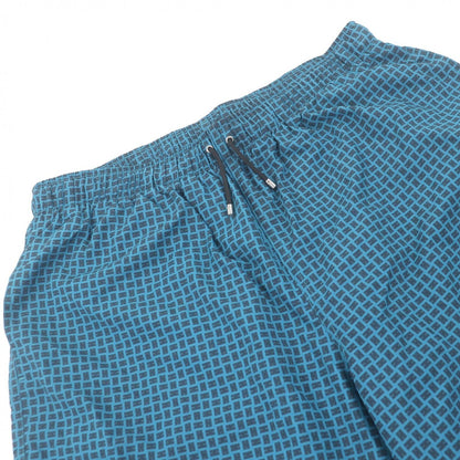 Hermes Logo All Over Pattern Button Swim Pants Shorts Blue — view 3