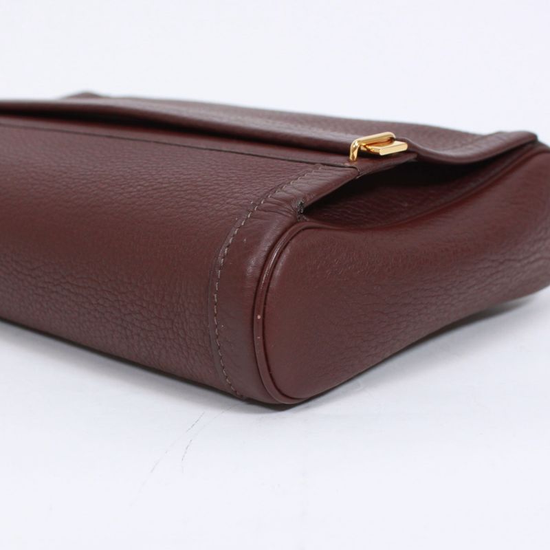 Hermes Equi Havana Taurillon Leather Brown Clutch Bag Gold