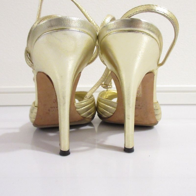 Good Gucci Cross Design High Heel Strap Sandals Small Size 34 21cm (8.27in)