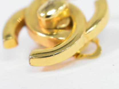 Authentic Chanel Coco Mark Turnlock Earrings GP Gold Plated Coco Mark Accessorie