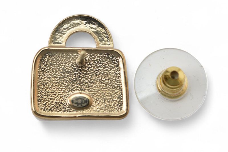 Chanel Earrings Chanel Accessories CC Bag Motif Rhinestone Rose Gold B24