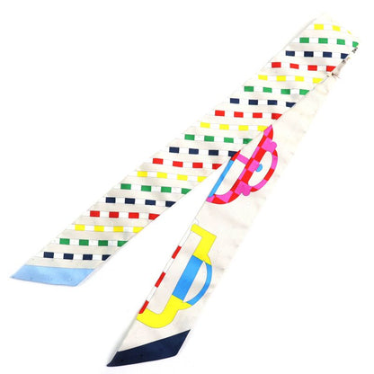 Hermes Bovclerie Moderne Modern Buckle 100% Silk Cles / Blue/ Rouge Scarf With