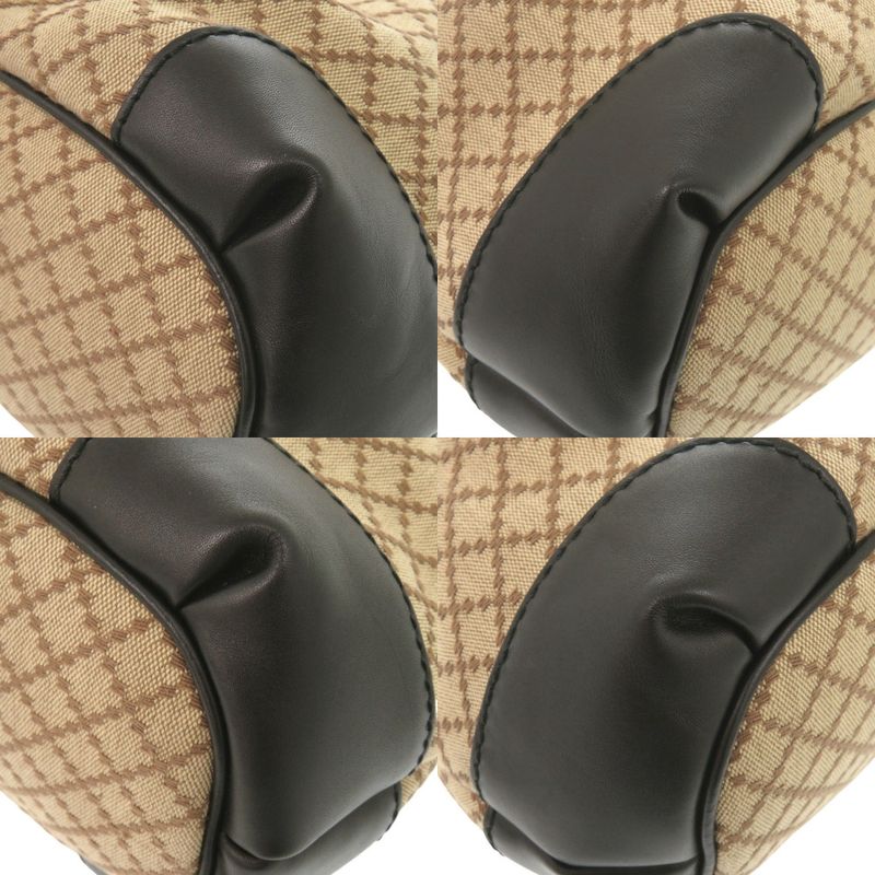 Gucci 247902 GG Canvas Leather Beige Black 2-way Handbag 1465 Gucci