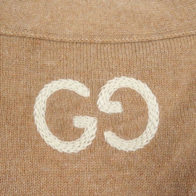 Gucci 20AW 599866 100% Cashmere GG Logo Embroidery Long Sleeves Knit Cardigan