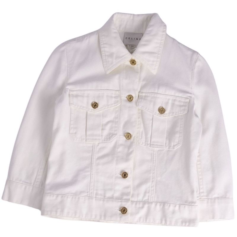 Celine Jacket Denim Jacket Seventh Sleeve White Deni