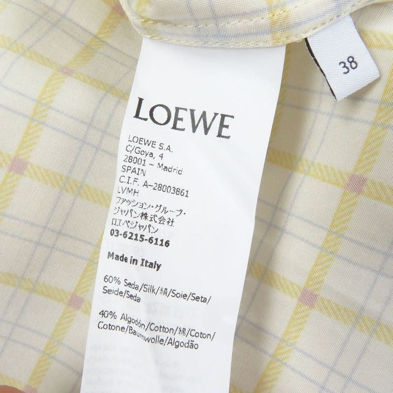LOEWE 22SS H526y05w76 Silk Cotton Anagram Stamped Long Sleeve Shirt White