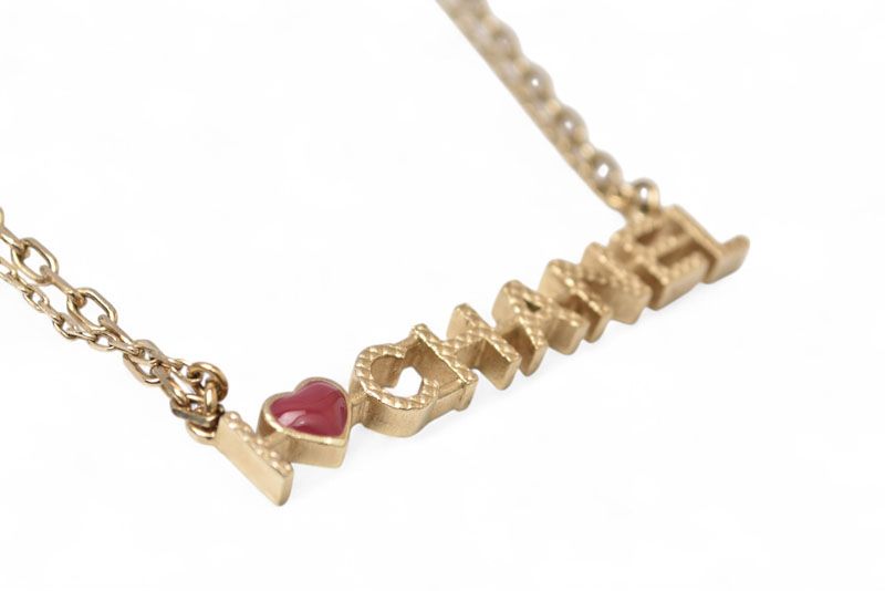 Chanel Necklace Pendant Chnael Coco CC I LOVE Chanel Heart 2strand Choker Gold