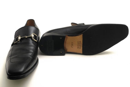 Gucci Bit Loafers Shoes Men Leather Genuine Black 204396 Horsebit Leather Sole