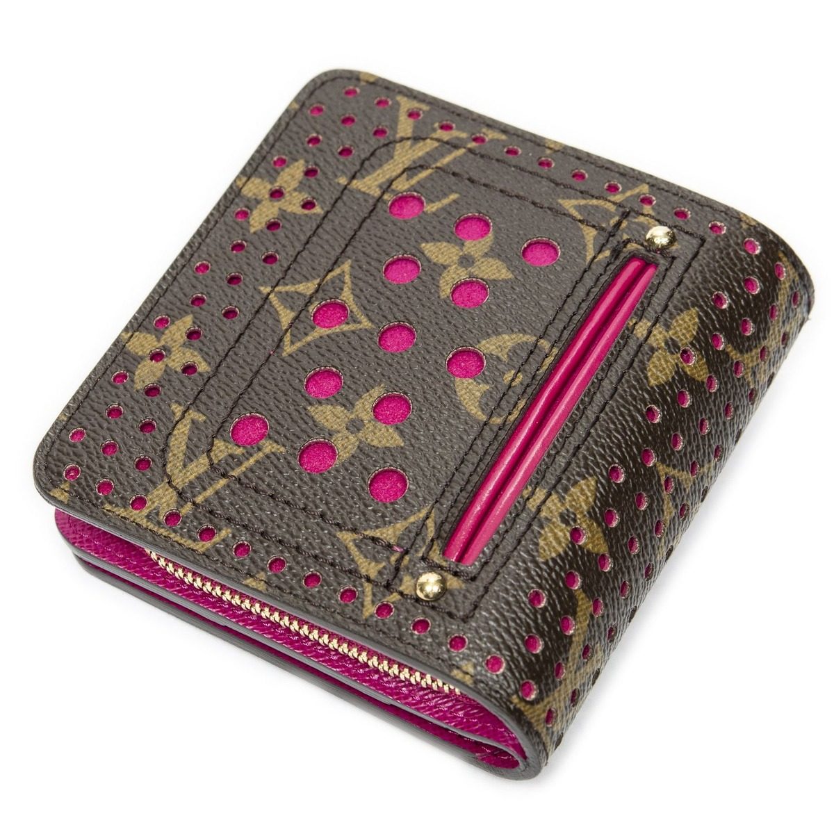 Louis Vuitton Compact Zip Bifold Wallet Brown Monogram Perfo — view 2
