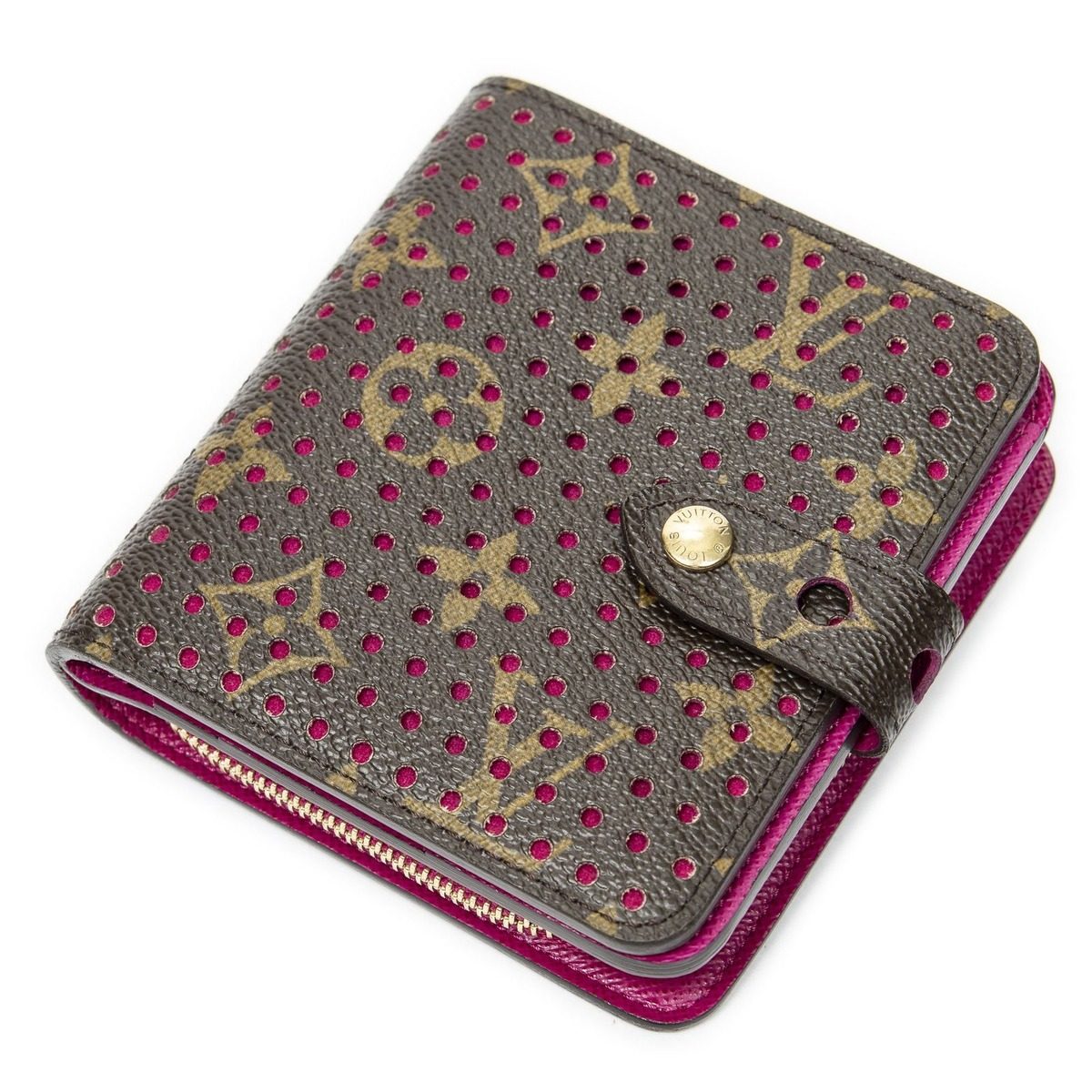 Louis Vuitton Compact Zip Bifold Wallet Brown Monogram Perfo — view 6