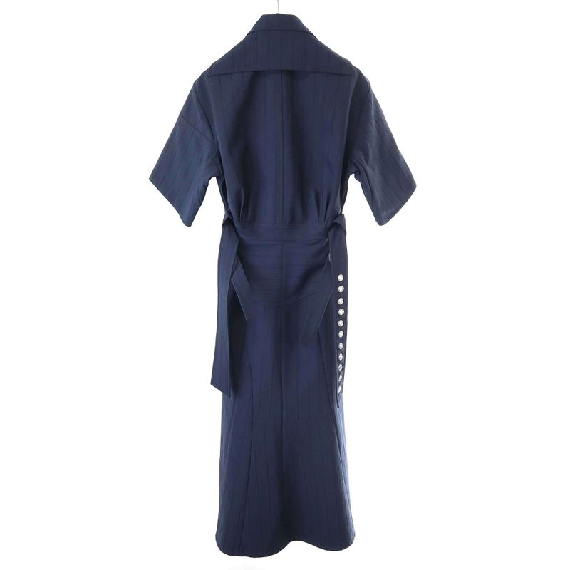 Celine by Phoebe Philo 17aw Short Sleeve Belted Jacquard Dress 2 6ai7 196b Blue