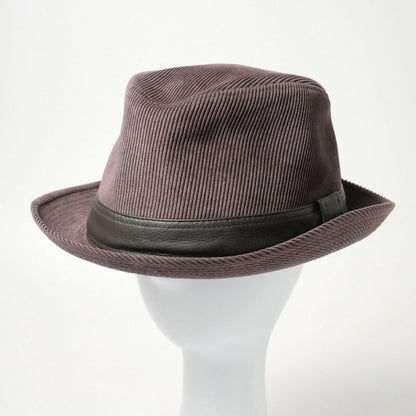 Hermes Hat 59 Folded Corduroy Leather Purple Brown