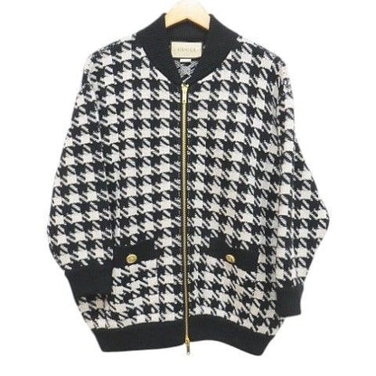 Gucci Bomber Jacket Cardigan Xkduy Black And White Houndstooth Pattern