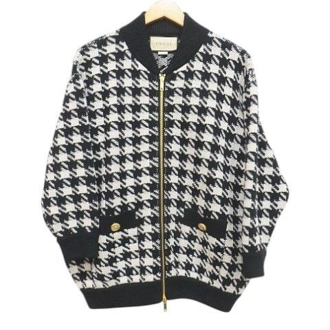 Gucci Bomber Jacket Cardigan Xkduy Black And White Houndstooth Pattern