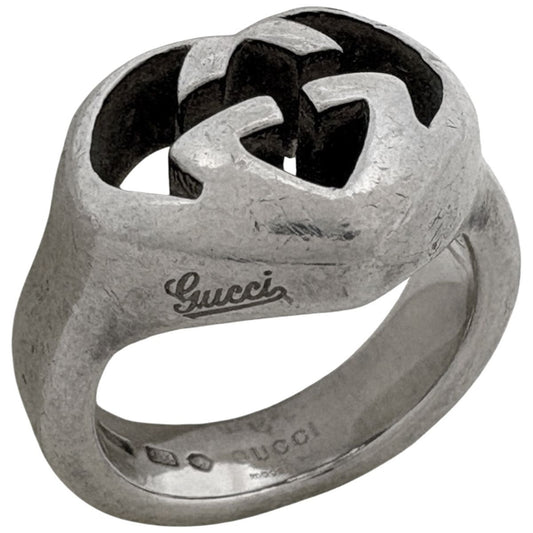 Gucci GG Logo Ring Interlocking Silver