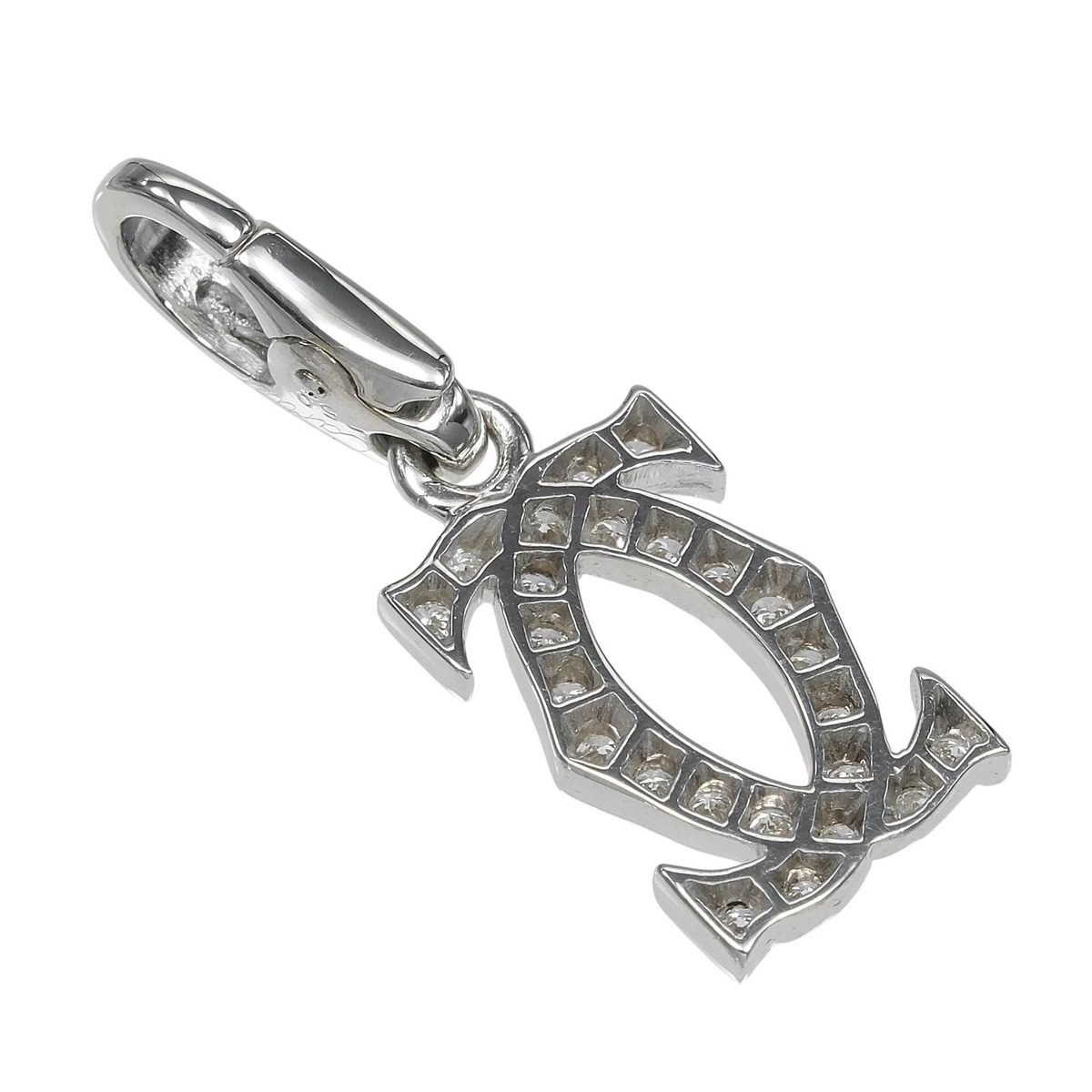 Cartier 2C Charm Gold Diamond Pendant Top — view 2