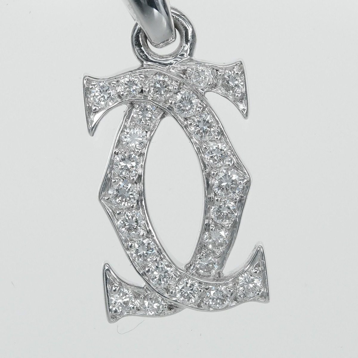 Cartier 2C Charm Gold Diamond Pendant Top — view 3