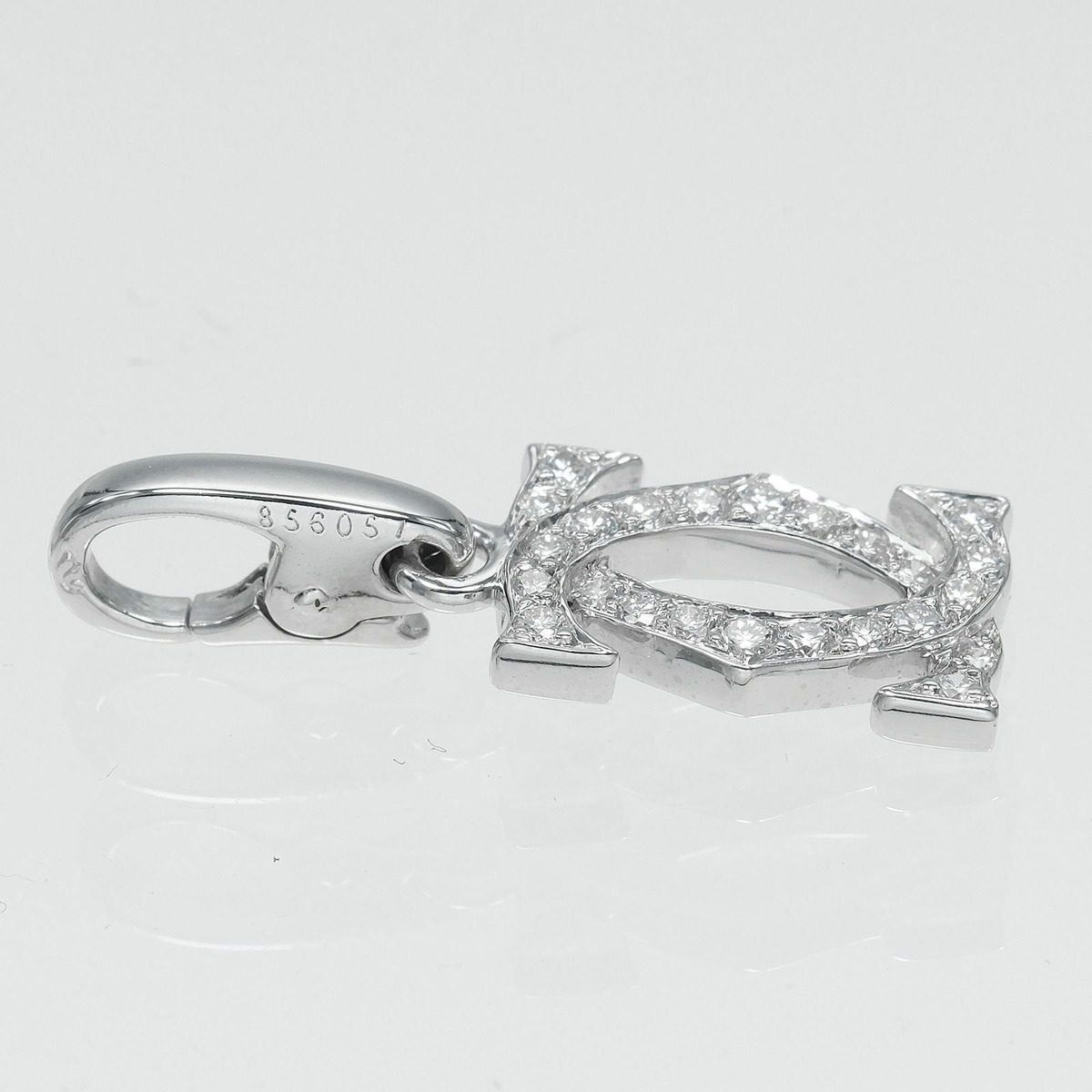 Cartier 2C Charm Gold Diamond Pendant Top — view 4
