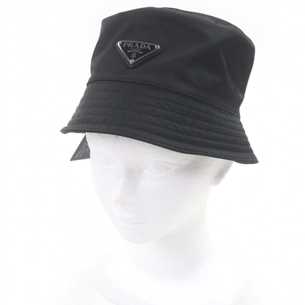 Prada Triangle Logo Plate Re-Nylon Bucket Hat Black S