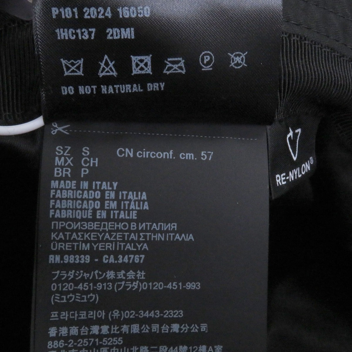 Prada Triangle Logo Plate Re-Nylon Bucket Hat Black S — view 8