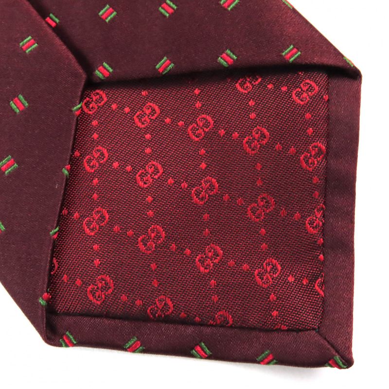 Gucci 406354) 100% Silk All-over Webline Design GG Pattern Lining Tie Bordeaux