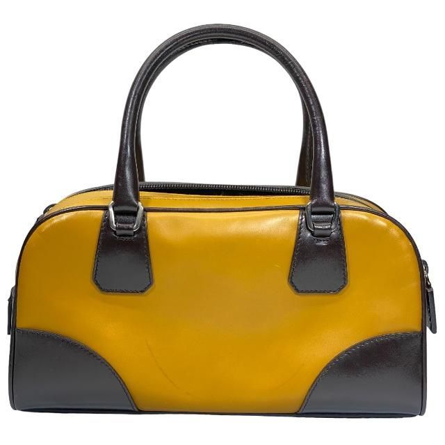 Prada Bow Ring Bag Handbag Tote Bag Handbag Logo Leather Yellow Brown