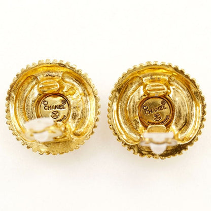 Chanel Vintage Gold Plated And Faux Pearl Ladies 29.8g Earrings