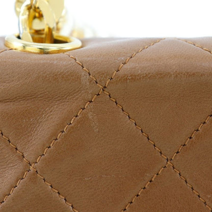 Chanel Matelasse Plastic Handle Vintage Lambskin Beige Women's Handbag