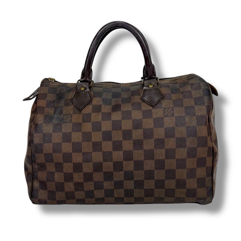 Louis Vuitton Speedy 30 Damier Leather Handbag Mini Boston Bag Brown