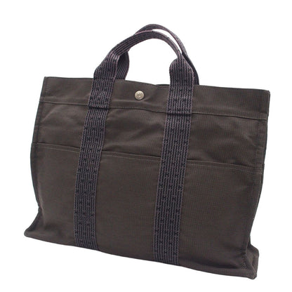 Hermes Her Line MM Gray Silver Nylon Canvas Tote Bag — view 2