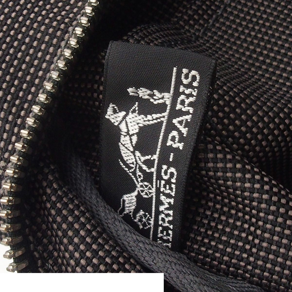 Hermes Her Line MM Gray Silver Nylon Canvas Tote Bag — view 6