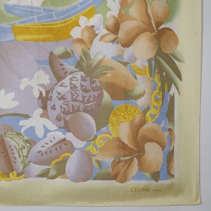 Celine Tropical Patterned Silk Yellow/blue Women's Scarf