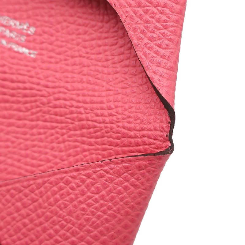 Hermes Coin Case Bastia Vaux Epson Rose Azalea Silver Hardware Coin Purse