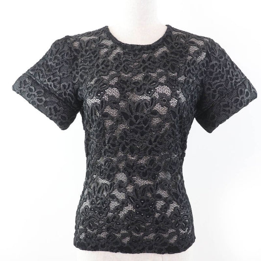 Louis Vuitton 23SS 1abdg9 Floral Lace Short Sleeve Cut And Sewn Black 36 Made