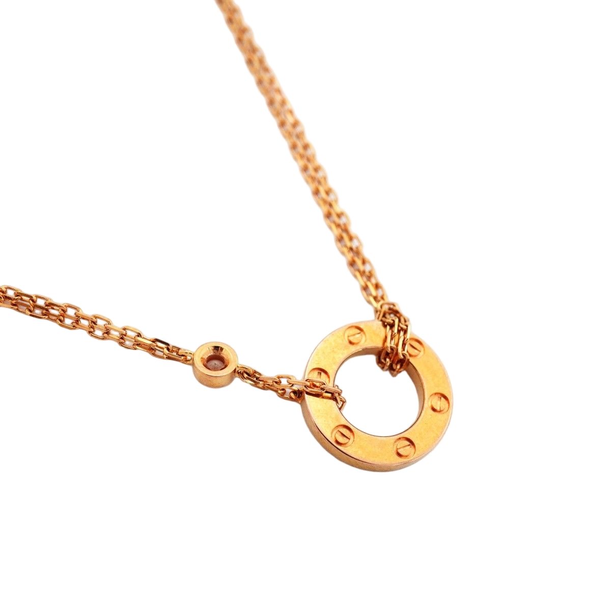 Cartier Necklace Love Circle 18k Pink Gold Diamond — view 2