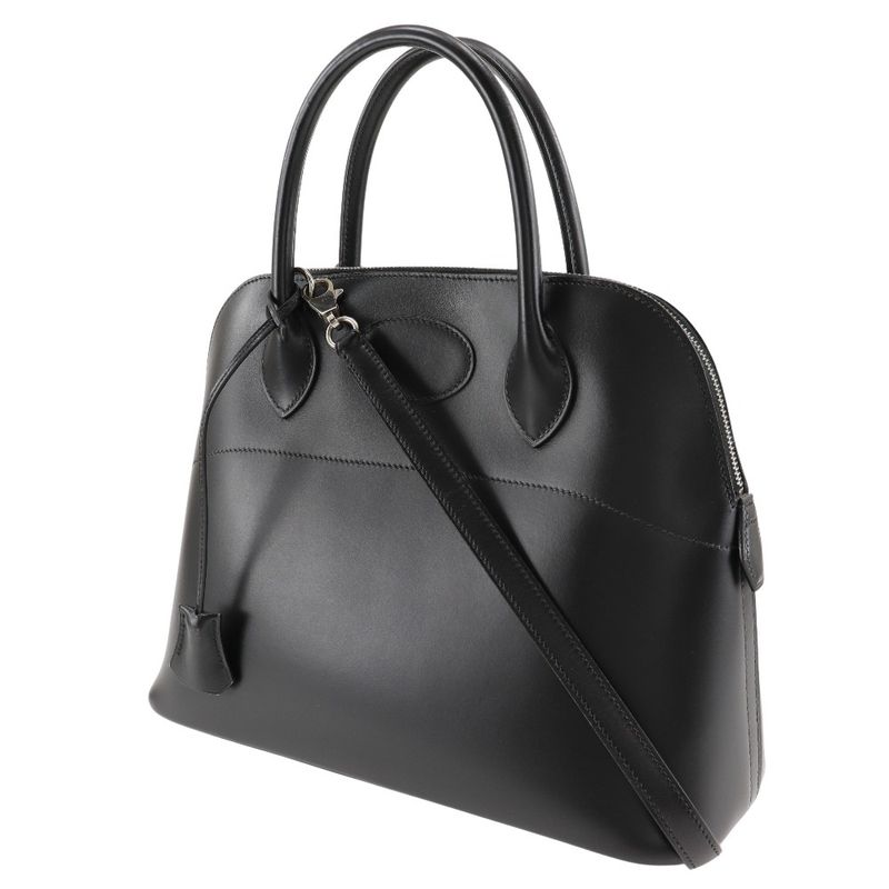 Hermes Bolide 31 Box Calf Black/silver Hardware □D Ladies Handbag