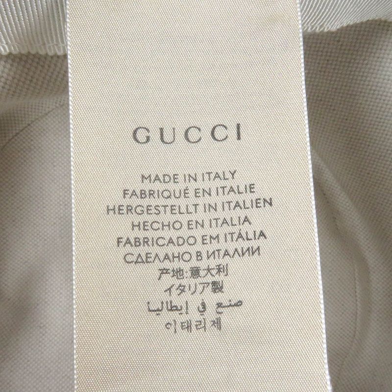 Gucci 576371 Cotton GG Logo Allover Leather Piping Denim Bucket Hat Black L