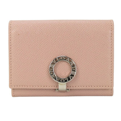 Bulgari Card Case Bulgari Leather Pink Beige Silver Hardware Clip Small Item